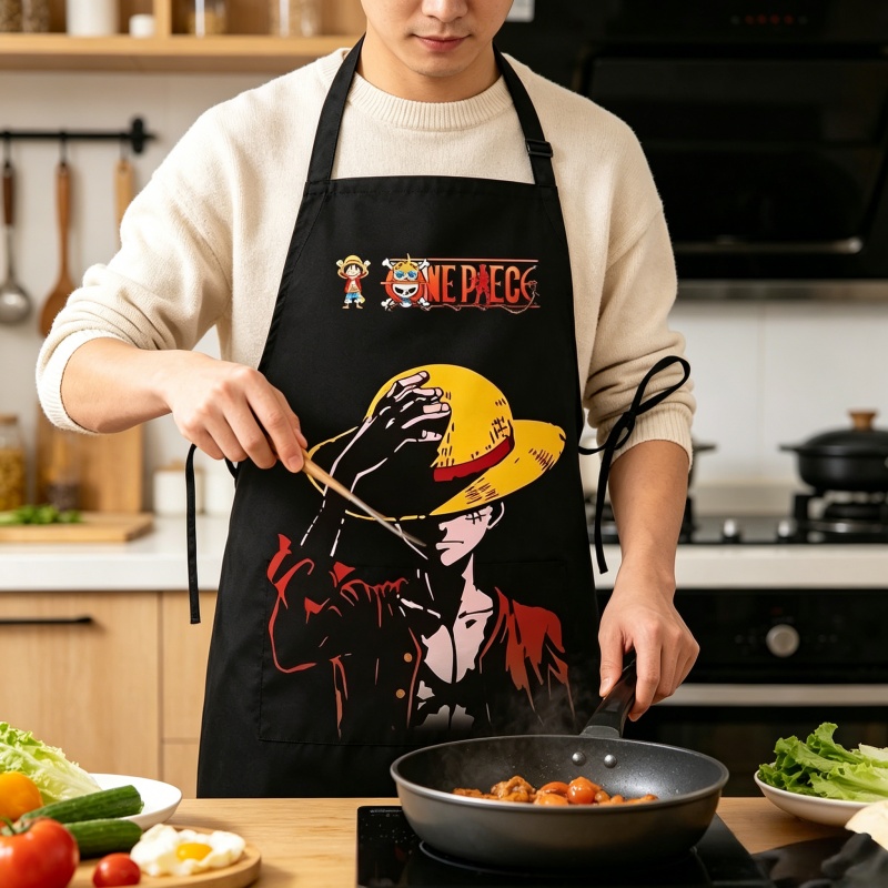 Commercial Kitchen Set - Avental One Piece Luffy Estampado Desenho
