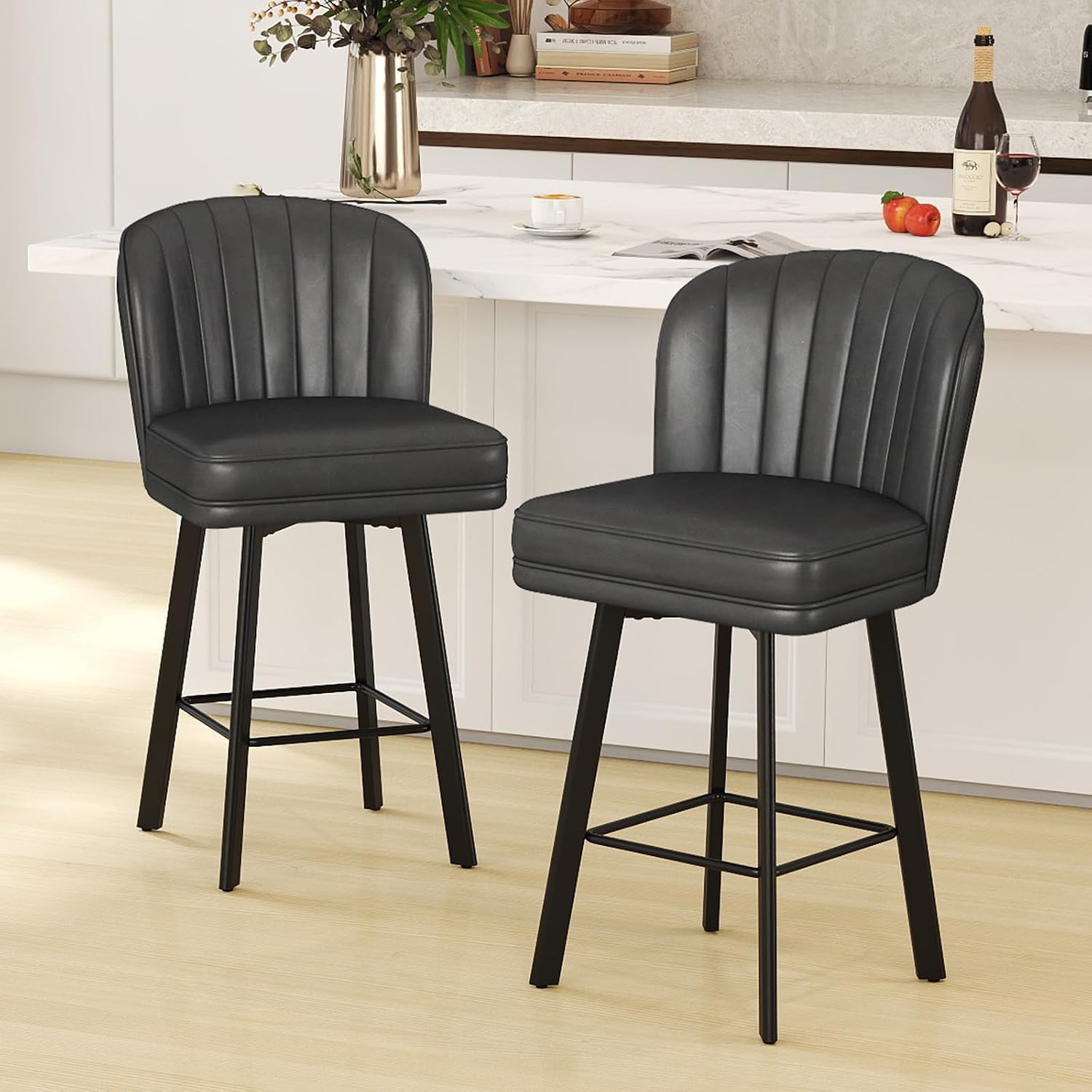 Commercial Kitchen Set - Conjunto de 2 Banquetas Modernas Giratórias