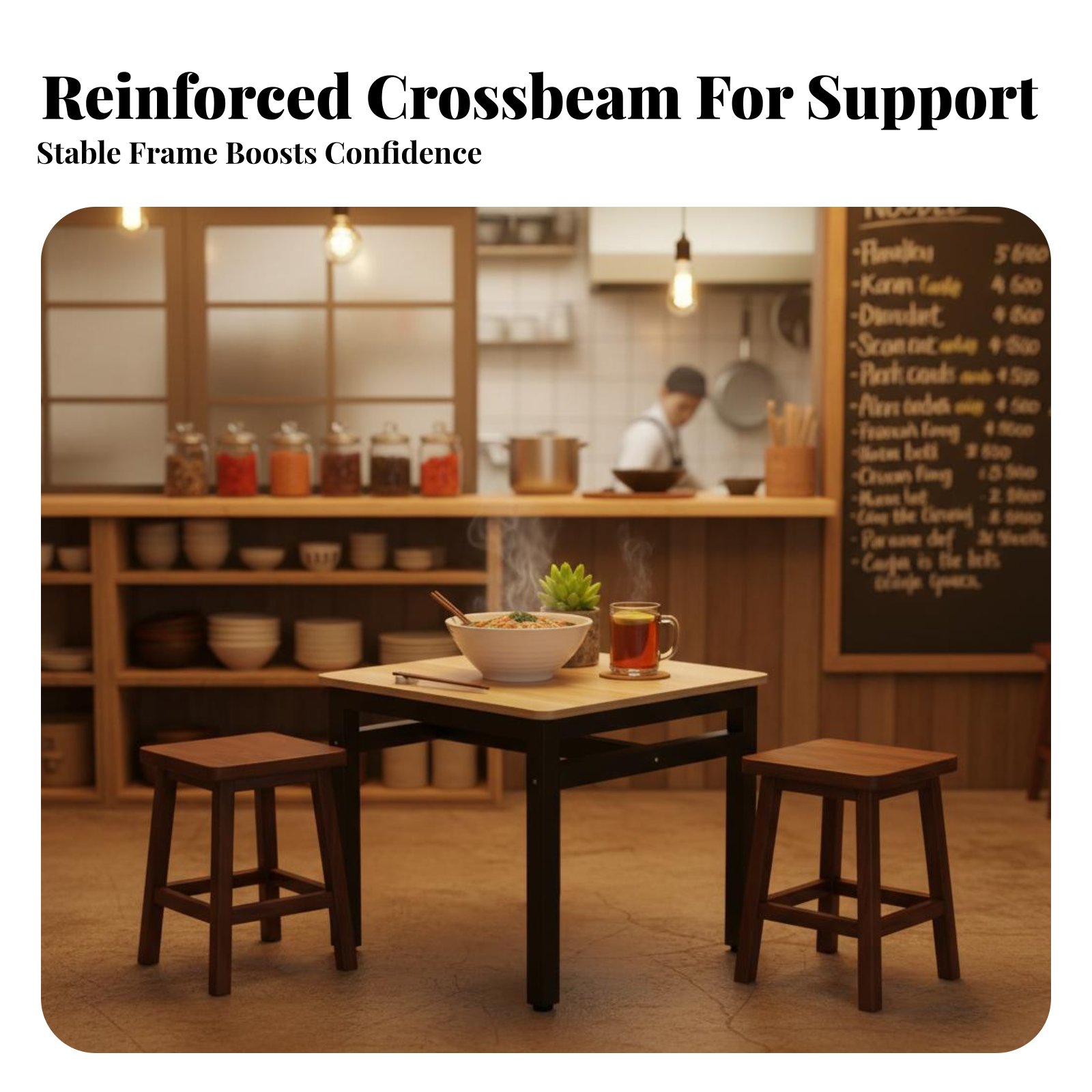 Commercial Kitchen Set - Mesa Quadrada com 4 Cadeiras, Fácil