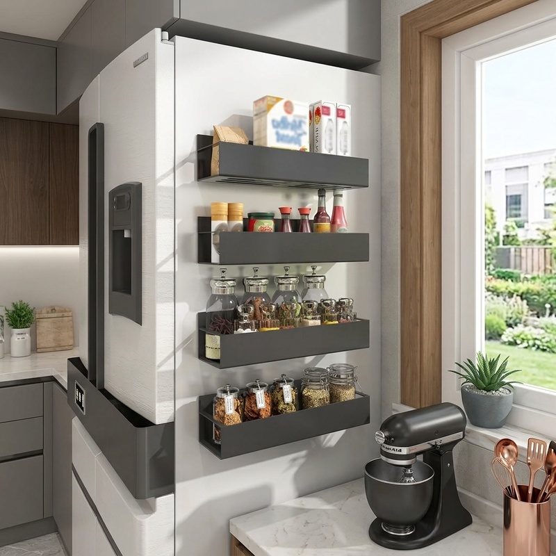Commercial Kitchen Shelving - Organizador Magnético para Geladeira: Prateleira de